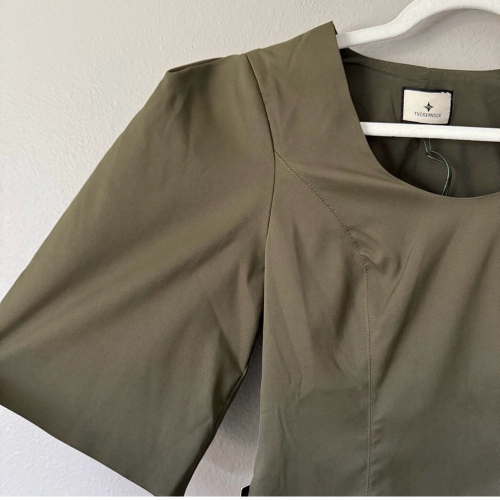 Tuckernuck Olive Twill Ariella Mini Dress XXXL | Puff Sleeve Utility Style NWT - Picture 6 of 12